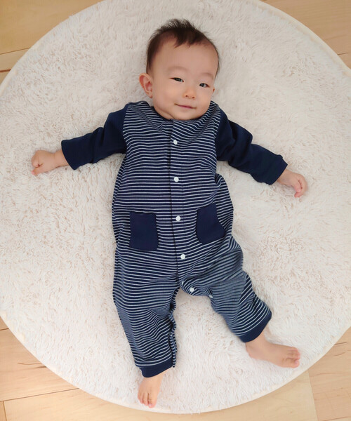 COMME CA ISM（コムサイズム）の「クマ耳付き おしりパッチ ツーウェイオール（ロンパース・キッズ・ネイビー/ベージュ・60-80cm）」の18枚目の写真