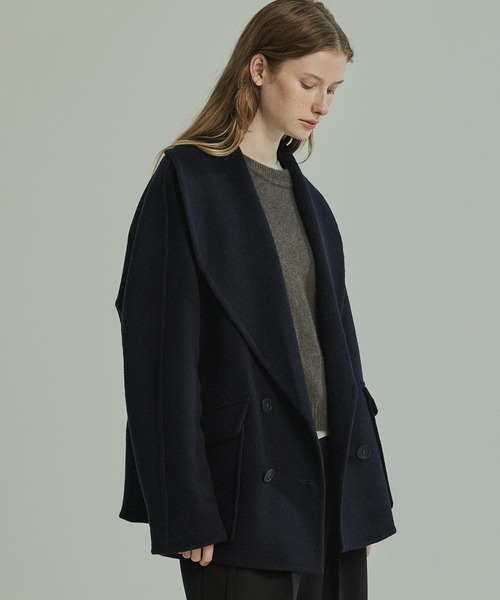 エムプルミエブラック　ショールカラーリバーコート　サイズ34 黒 カシミヤリバーショールカラーコート（ステンカラーコート）｜PUBLIC
