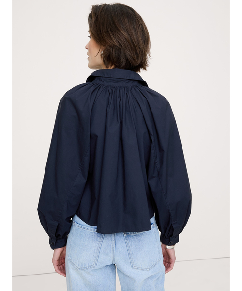 Banana Republic(バナナリパブリック)の「コットン ポプリン バルーンスリーブ シャツ(シャツ/ブラウス・レディース・ネイビー/ブラウン・XS/L/M/S)」の3枚目の写真