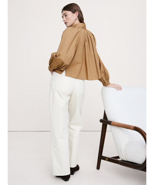 Banana Republic(バナナリパブリック)の「コットン ポプリン バルーンスリーブ シャツ(シャツ/ブラウス・レディース・ネイビー/ブラウン・XS/L/M/S)」の4枚目の写真