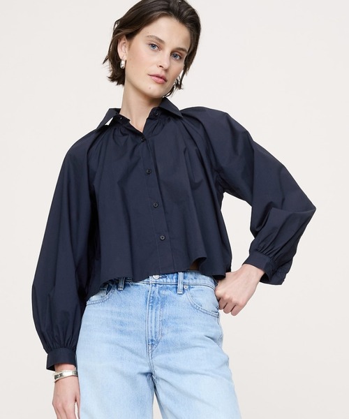 Banana Republic(バナナリパブリック)の「コットン ポプリン バルーンスリーブ シャツ(シャツ/ブラウス・レディース・ネイビー/ブラウン・XS/L/M/S)」の2枚目の写真