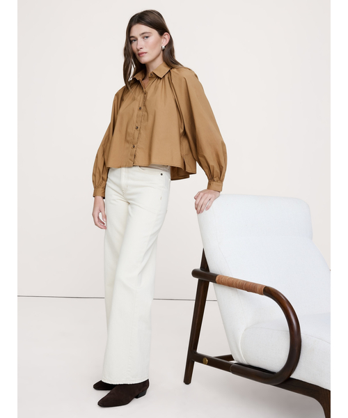 Banana Republic(バナナリパブリック)の「コットン ポプリン バルーンスリーブ シャツ(シャツ/ブラウス・レディース・ネイビー/ブラウン・XS/L/M/S)」の9枚目の写真