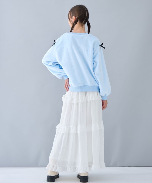 Amourire girl（アムリールガール）の「ぽわん袖フリースプルオーバー（スウェット・キッズ・オフホワイト/サックスブルー・140cm/130cm/160cm/150cm）」の21枚目の写真