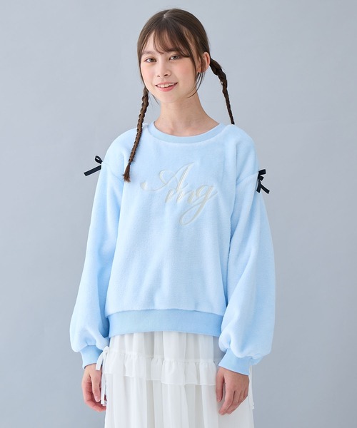 Amourire girl（アムリールガール）の「ぽわん袖フリースプルオーバー（スウェット・キッズ・オフホワイト/サックスブルー・140cm/130cm/160cm/150cm）」の9枚目の写真