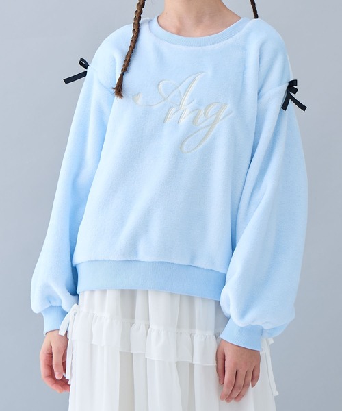 Amourire girl（アムリールガール）の「ぽわん袖フリースプルオーバー（スウェット・キッズ・オフホワイト/サックスブルー・140cm/130cm/160cm/150cm）」の22枚目の写真