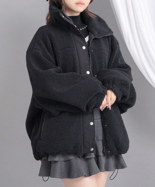 Diable baiser(ディアブルベーゼ)の「ボアスタンドブルゾン【ジャケット】【コート】(その他アウター・レディース・アイボリー/ブラック/モカ・LARGE/MEDIUM)」の1枚目の写真