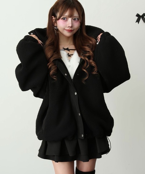 Diable baiser(ディアブルベーゼ)の「ボアスタンドブルゾン【ジャケット】【コート】(その他アウター・レディース・アイボリー/ブラック/モカ・LARGE/MEDIUM)」の19枚目の写真