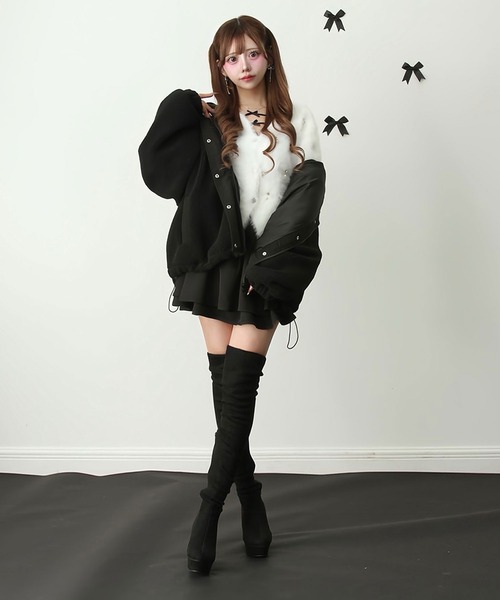 Diable baiser(ディアブルベーゼ)の「ボアスタンドブルゾン【ジャケット】【コート】(その他アウター・レディース・アイボリー/ブラック/モカ・LARGE/MEDIUM)」の15枚目の写真