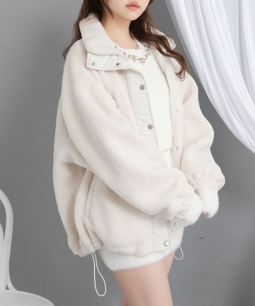 Diable baiser(ディアブルベーゼ)の「ボアスタンドブルゾン【ジャケット】【コート】(その他アウター・レディース・アイボリー/ブラック/モカ・LARGE/MEDIUM)」の17枚目の写真