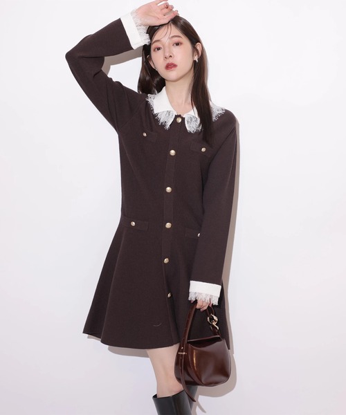 リランドチュール レースポロカラーミニワンピース Rirandture レースポロカラーミニワンピース レースポロカラーミニ