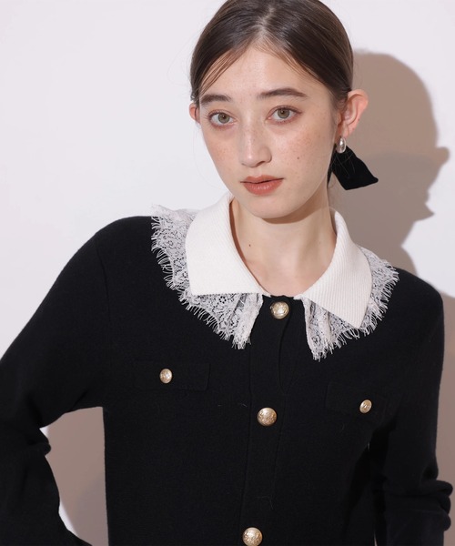 レースカラーミニニットワンピース（ワンピース）｜Rirandture（リ