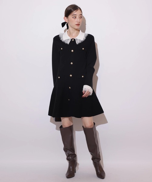 Rirandture（リランドチュール）の「レースカラーミニニットワンピース