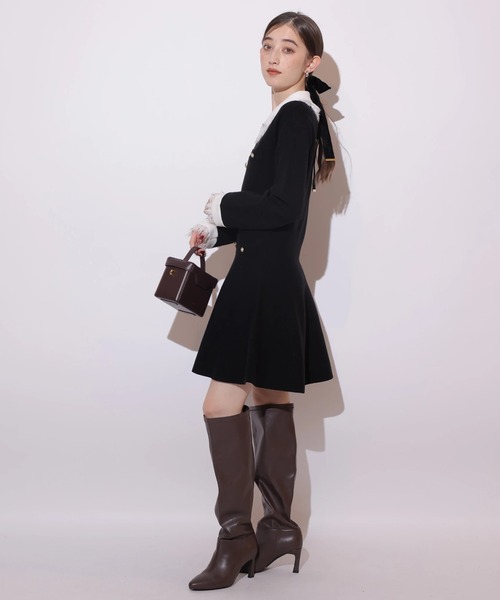 【Rirandture】レースカラーミニニットワンピース Rirandture（リランドチュール）の「レースカラーミニニットワンピース