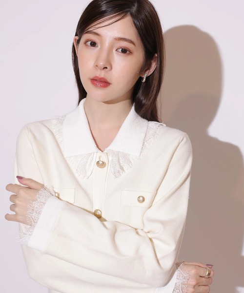 レースカラーミニニットワンピース（ワンピース）｜Rirandture（リ