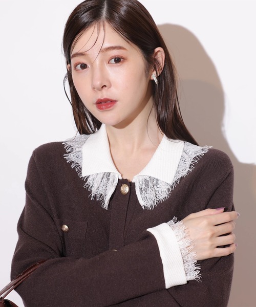 レースカラーミニニットワンピース（ワンピース）｜Rirandture（リ