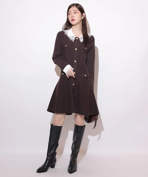 レースカラーミニニットワンピース（ワンピース）｜Rirandture（リ