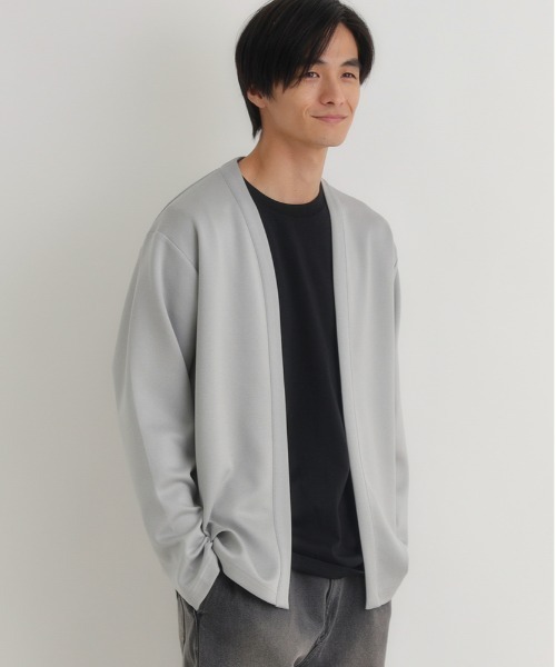 BACK NUMBER(バックナンバー)の「【BACK NUMBER】カットソーカーディガンTシャツセット (カットソーカーディガン/Tシャツセット/テーラードライク/シワになりにくい/イージーケア/通気性/レイヤード/きれいめカジュアル/デイリーユース)(アンサンブル・メンズ・ダークグレー/ライトグレー/オリーブ・M/L/XL)」の2枚目の写真