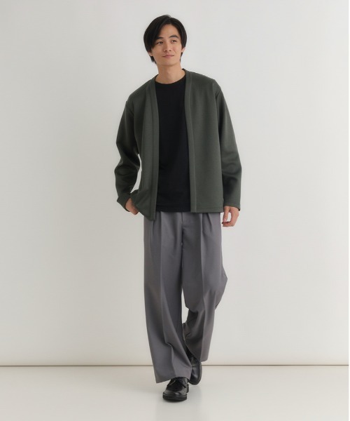 BACK NUMBER(バックナンバー)の「【BACK NUMBER】カットソーカーディガンTシャツセット (カットソーカーディガン/Tシャツセット/テーラードライク/シワになりにくい/イージーケア/通気性/レイヤード/きれいめカジュアル/デイリーユース)(アンサンブル・メンズ・ダークグレー/ライトグレー/オリーブ・M/L/XL)」の15枚目の写真