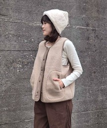 ボア無地ベスト