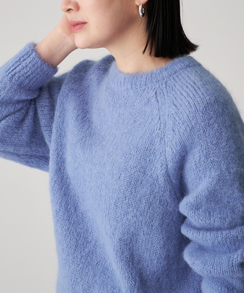 SLOANE（スローン）の「SLOANE スローン 3G天竺アルパカxウール クルーネック  SL10W-979（ニット/セーター・レディース・サックスブルー/ブラック・X-LARGE/MEDIUM）」の9枚目の写真
