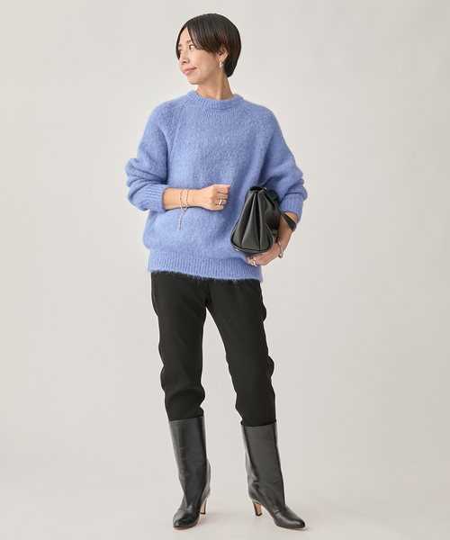 SLOANE（スローン）の「SLOANE スローン 3G天竺アルパカxウール クルーネック  SL10W-979（ニット/セーター・レディース・サックスブルー/ブラック・X-LARGE/MEDIUM）」の15枚目の写真