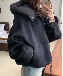 YUGA_YGMC Wool-like blouson with detachable hood
