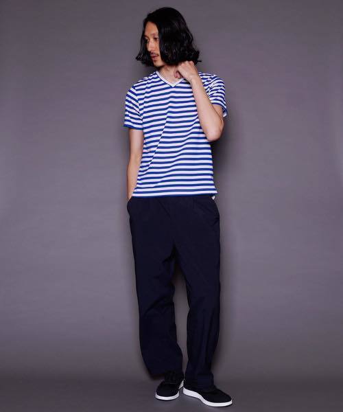 DETAILS（ディテールズ）の「DETAILS-BASIC/ Basic V-Neck Border Tee（Tシャツ/カットソー・メンズ・ホワイト×ブラック/ホワイト×ブルー・SMALL/LARGE/MEDIUM）」の6枚目の写真