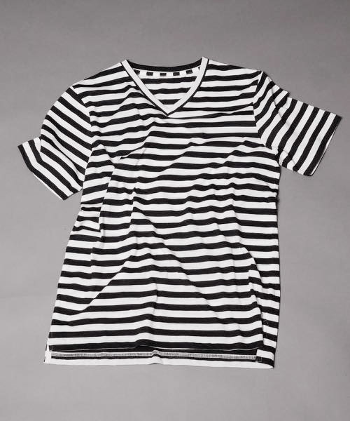 DETAILS（ディテールズ）の「DETAILS-BASIC/ Basic V-Neck Border Tee（Tシャツ/カットソー・メンズ・ホワイト×ブラック/ホワイト×ブルー・SMALL/LARGE/MEDIUM）」の3枚目の写真