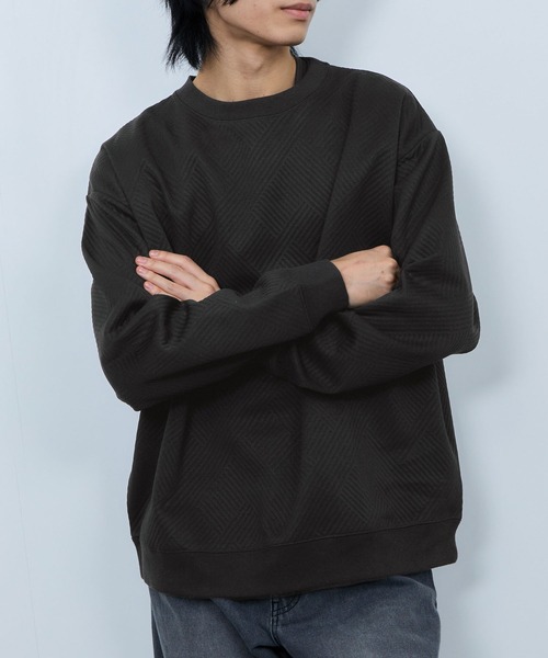 URBAN COLLECTION（アーバンコレクション）の「URBAN COLLECTION 膨れジャガード クルーネックトレーナー（スウェット・メンズ・ダークグリーン/ライトグレー/ブラック/チャコールグレー・S/XL/L/M）」の20枚目の写真