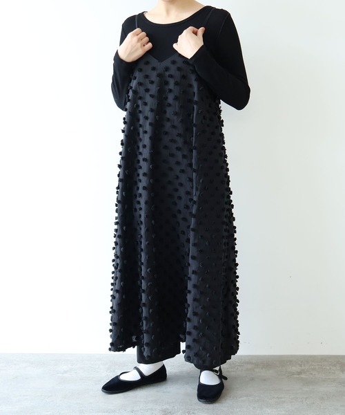 yuni（ユニ　）の「△dotジャカード 2way ジャンパースカート（ジャンパースカート・レディース・キナリ/ブラック・FREE）」の5枚目の写真