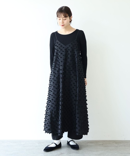 yuni（ユニ　）の「△dotジャカード 2way ジャンパースカート（ジャンパースカート・レディース・キナリ/ブラック・FREE）」の6枚目の写真