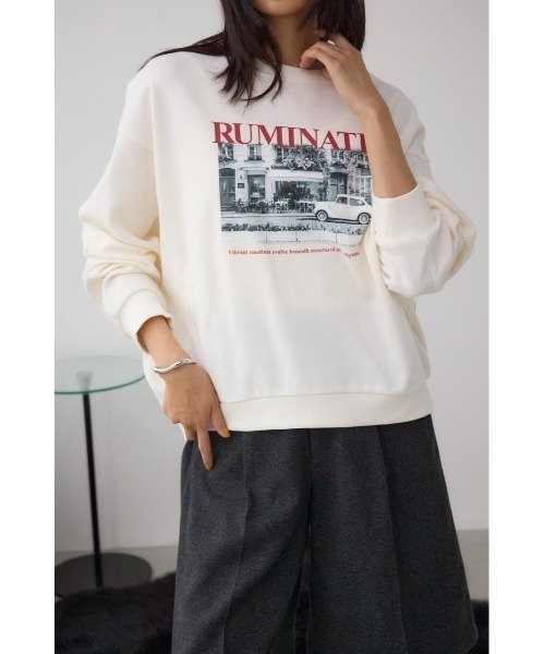 AZUL by moussy（アズールバイマウジー）の「フォトプリントスウェット（スウェット・レディース・アイボリー/ブラック/杢グレー・FREE）」の4枚目の写真