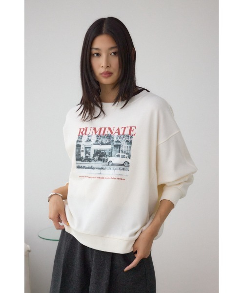 AZUL by moussy（アズールバイマウジー）の「フォトプリントスウェット（スウェット・レディース・アイボリー/ブラック/杢グレー・FREE）」の6枚目の写真
