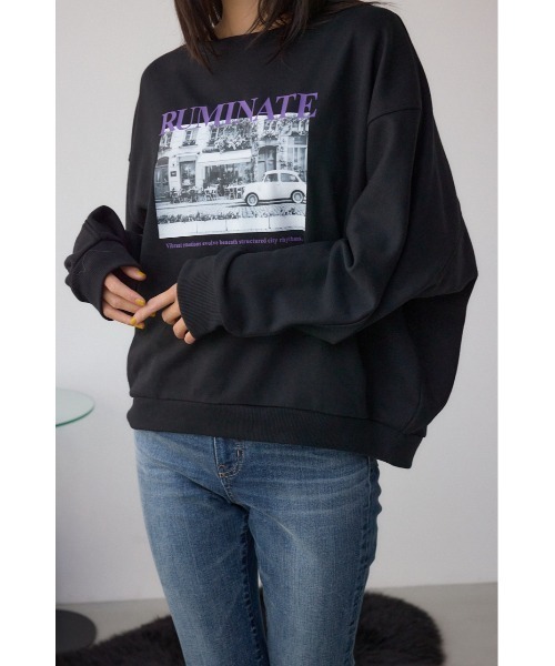 AZUL by moussy（アズールバイマウジー）の「フォトプリントスウェット（スウェット・レディース・アイボリー/ブラック/杢グレー・FREE）」の17枚目の写真