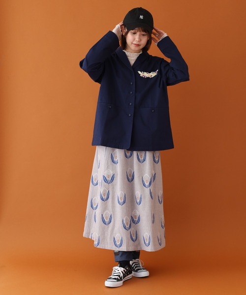 Emago（イマゴ）の「EMAGO 花と羊ｼﾞｬｶﾞｰﾄﾞｽｶｰﾄ（スカート・レディース・ネイビー/グレー・FREE）」の10枚目の写真