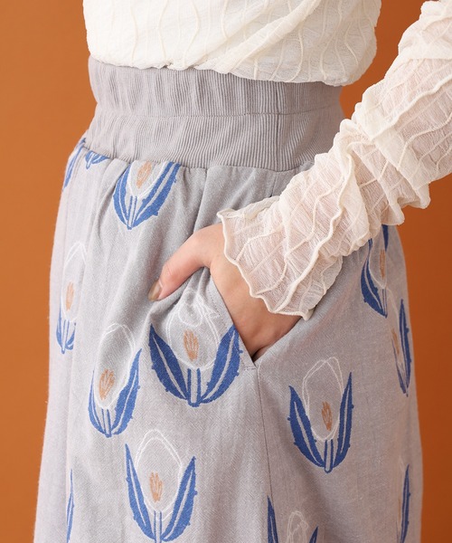 Emago（イマゴ）の「EMAGO 花と羊ｼﾞｬｶﾞｰﾄﾞｽｶｰﾄ（スカート・レディース・ネイビー/グレー・FREE）」の15枚目の写真