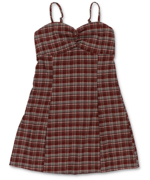 SPINNS（スピンズ）の「チェックミニキャミワンピース/ギャザー（ワンピース・レディース・ブラック/ブラウン/レッド・ONESIZE）」の22枚目の写真