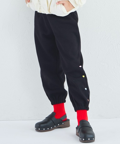pairmanon(ペアマノン)の「【ぬくふわ】裏起毛 カラフルハートボタン ジョガーパンツ(スウェットパンツ・キッズ・アイボリー/ブラック/ライトピンク・100/110/120/130/140/150/90)」の12枚目の写真