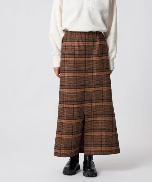 CITEN（シテン）の「＜CITEN＞ネルチェックスカート（スカート・レディース・ブラウン系/ライトグレー・M/S）」の2枚目の写真