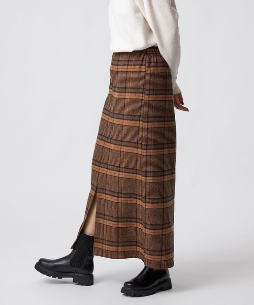 CITEN（シテン）の「＜CITEN＞ネルチェックスカート（スカート・レディース・ブラウン系/ライトグレー・M/S）」の3枚目の写真