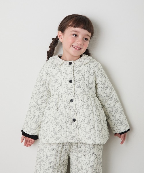 riziere（リジェール）の「【リンクコーデ】キルティング花柄コート（その他アウター・キッズ・オフホワイト・90/100/110/120/130/140/150）」の6枚目の写真