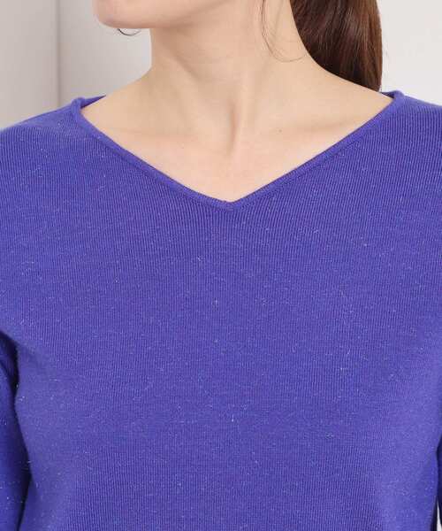 ITS'DEMO（イッツデモ）の「【手洗い可】アンジェリーナ総針vネックニット（ニット/セーター・レディース・ライトグレー/オフホワイト/ブラック/ベビーピンク/パープル系4・00）」の16枚目の写真