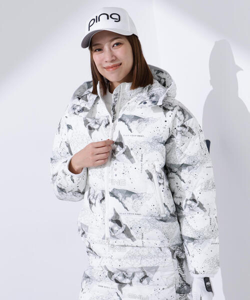 PING(ピン)の「【PING APPAREL】25FW 2WAY中綿フーディーブルゾン <GOLD> (LADIES)(ブルゾン・レディース・ホワイト/ホワイト系その他/ブラック・L/M/S/LL)」の2枚目の写真