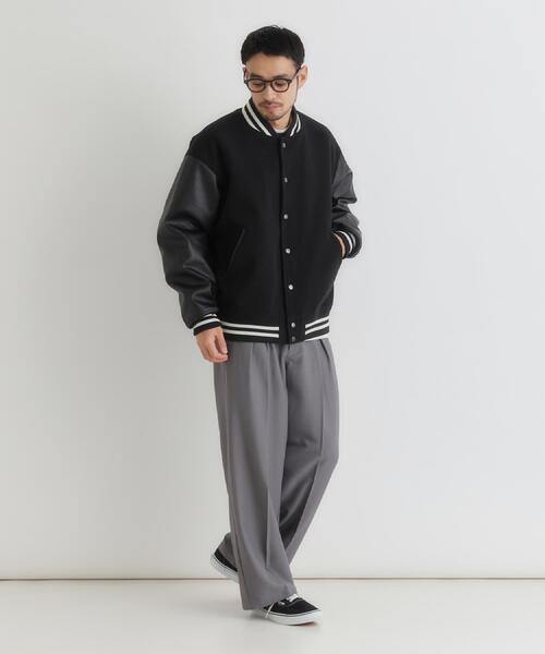 BACK NUMBER（バックナンバー）の「BACK NUMBER(バックナンバー)【メンズ】ライトメルトン袖切替スタジャン（ブルゾン・メンズ・ネイビー/ブラック・M/L/XL）」の4枚目の写真