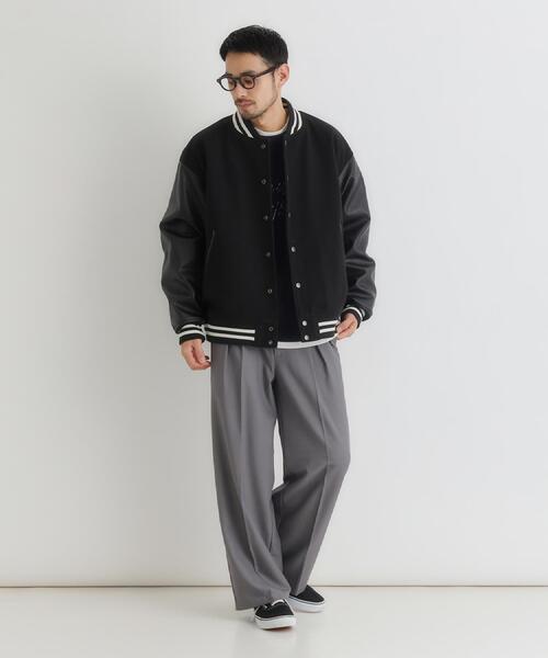 BACK NUMBER（バックナンバー）の「BACK NUMBER(バックナンバー)【メンズ】ライトメルトン袖切替スタジャン（ブルゾン・メンズ・ネイビー/ブラック・M/L/XL）」の5枚目の写真