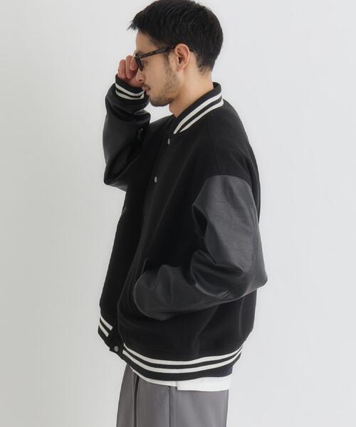 BACK NUMBER（バックナンバー）の「BACK NUMBER(バックナンバー)【メンズ】ライトメルトン袖切替スタジャン（ブルゾン・メンズ・ネイビー/ブラック・M/L/XL）」の6枚目の写真