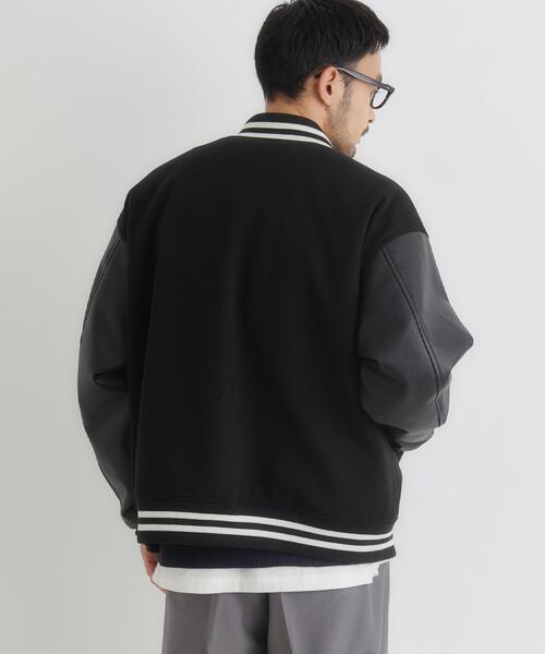 BACK NUMBER（バックナンバー）の「BACK NUMBER(バックナンバー)【メンズ】ライトメルトン袖切替スタジャン（ブルゾン・メンズ・ネイビー/ブラック・M/L/XL）」の7枚目の写真