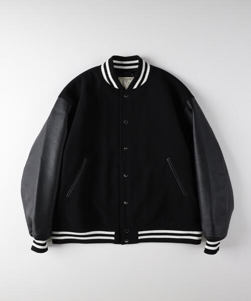 BACK NUMBER（バックナンバー）の「BACK NUMBER(バックナンバー)【メンズ】ライトメルトン袖切替スタジャン（ブルゾン・メンズ・ネイビー/ブラック・M/L/XL）」の8枚目の写真