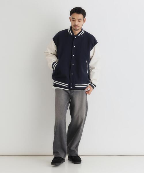 BACK NUMBER（バックナンバー）の「BACK NUMBER(バックナンバー)【メンズ】ライトメルトン袖切替スタジャン（ブルゾン・メンズ・ネイビー/ブラック・M/L/XL）」の10枚目の写真