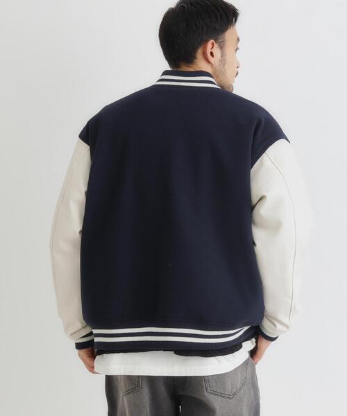BACK NUMBER（バックナンバー）の「BACK NUMBER(バックナンバー)【メンズ】ライトメルトン袖切替スタジャン（ブルゾン・メンズ・ネイビー/ブラック・M/L/XL）」の11枚目の写真